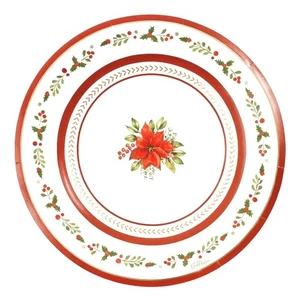 Piatti Dessert Rossi Natalizi Red Royal in Cartoncino 21 cm 8pz - Givi - Natale - Foto 1 di 4