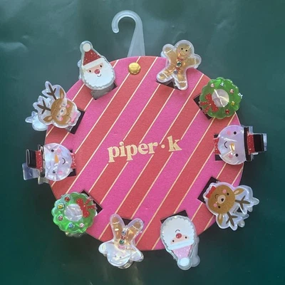 Piper K Christmas Holiday Hair Claws Santa Snowman Cute 10 Mini Hair Clips NEW - Image 1 of 4