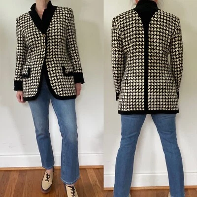 Blazer vintage ESCADA pata de gallo blanco y negro Foto 1 de 4