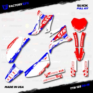 Red White & Blue Slick Racing Graphics Kit fit 08-24 YAMAHA TTR125 TTR 125 decal - Picture 1 of 2