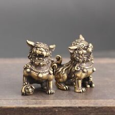 Chinese Copper Lucky Lion King Statue Figurine Desk Ornament Table Decoration 2*