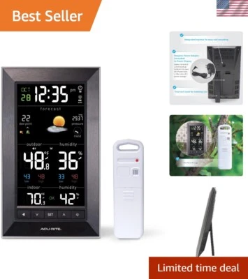 Meteorologist's Choice: Atomic Clock Weather Forecaster with Sensors - Black - Image 1 of 4