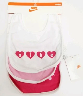 Nike Bebé Niña Babero O/S Talla Única Todo Algodón Blanco/Rosa Conjunto de 3 Piezas 0-6 Meses Foto 1 de 4