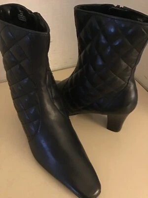 David Tate Mujer Negro Cuero Acolchado Metro Tacón Botas US6.5 Euro 37.5 Foto 1 de 4