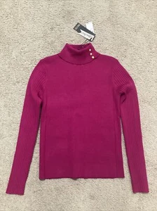 Truth by Republic Long Sleeve Hot Pink Sweater Mockneck Pink Womens M - Picture 1 of 3