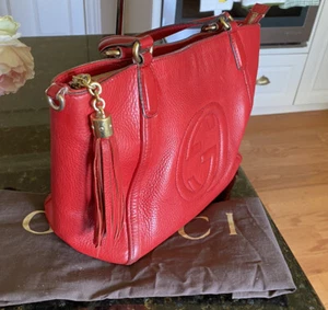 Auth GUCCI Tote Bag Soho 2way Leather Red  Interlocking EUC - Bild 1 von 9