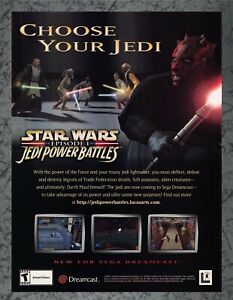 Star Wars Episode 1 Jedi Power Battles Sega Dreamcast Vintage 2000 Print Ad Art 