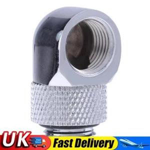 G1/4 Inner Outer Dual Thread 90 Degree Rotary Water Tube Connector(Silver) UK - Bild 1 von 6