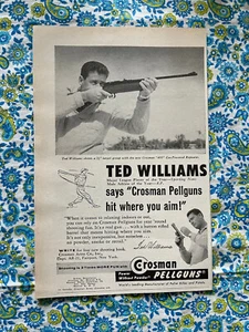 Vintage 1958 Ted Williams Crosman Pellguns Print Ad - Picture 1 of 7