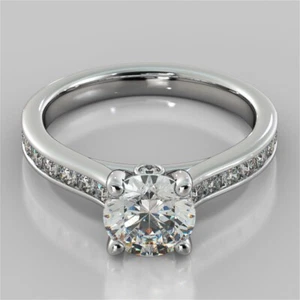 Anello solitario fidanzamento matrimonio diamante simulato 2 ct placcato oro bianco 14 kt - Foto 1 di 7