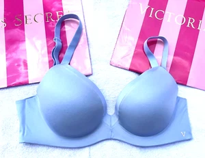 Victorias Secret Lined Semi Demi Wireless Bra Light Blue 36B - Picture 1 of 3