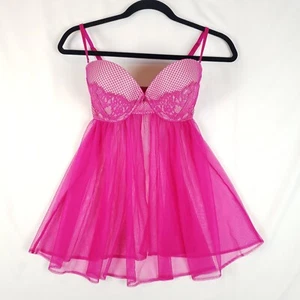 Lencería Babydoll Victoria Secret 36D Push Up Acolchada Añade 2 Tazas Rosa Magenta - Imagen 1 de 15