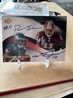 2008 Exquisite Combo Signatures DeSean Jackson/Devin Thomas 14/35 Rookie on card - Image 1 of 4