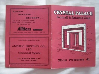 Crystal Palace v Gillingham 8.11.1958 - Image 1 of 2