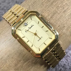 Vintage Pierre Cardin Mens Diamond Accent Gold Tone Quartz Watch 7 3/4" - Picture 1 of 12