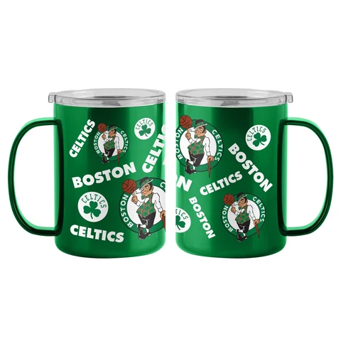Boston Celtics 15oz Sticker Ultra Mug  Stainless Steel  Insulated  Hot&Cold Cover