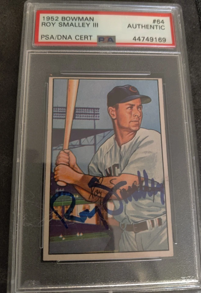 1952 Bowman #64 Roy Smalley III autografado PSA/DNA autêntico apenas POP 2 Chicago Cubs - Imagem 1 de 4