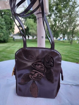 Vintage Brown Braccialini Leather& Suede Handbag Purse Italy - Image 1 of 4