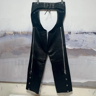 LEATHER GALLERY Black Women's Motorcycle Chaps Size XXS 29 Inseam Biker Y2K - Image 1 of 4
