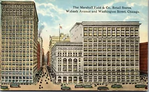 Cartolina d'epoca Marshall Field & Co negozio al dettaglio Wabash Ave Chicago IL - Foto 1 di 3