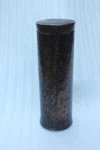 Antique Old Handcrafted Copper Solid Long Message Scroll Holder Round Box NH6837 - Picture 1 of 11