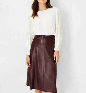 Ann Taylor Women's Mixed Media Pleated Long Sleeve Pearl Top Size L Brand New - Picture 1 of 2