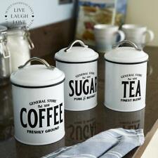3er Set Zucker Tee Kaffee Kanister Küche Aufbewahrung Rund Metall 