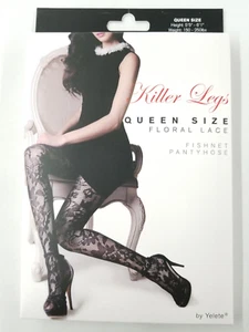 Yelete Killer Legs Fishnet Pantyhose Stocking Floral Lace Size Queen - Picture 1 of 5
