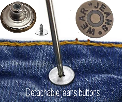 17mm detachable jeans button Screw on Fasteners Repair Denims Jackets Bronze - Image 1 of 4