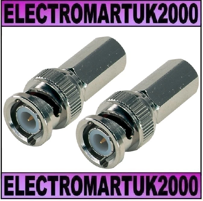 ELECTROMART 2 X BNC SPINA ADATTATORE CONNETTORE VITE ADATTO TWIST ON RG58 RG59 CCTV