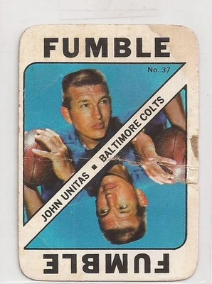 1971 Topps Football Card Game John Unitas #37 Baltimore Colts Fumble  - Image 1 of 2