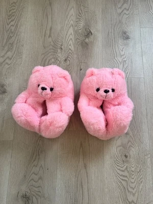 Lola and the Boys Pink Fuzzy Bear Slippers One Size - Image 1 of 4