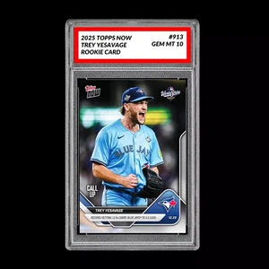 Graded 10 Trey Yesavage WORLD SERIES Rookie RC 2025 MLB Topps NOW 913 Presale - Picture 1 of 2