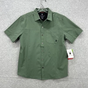 Spyder Shirt Mens Small Green Short Sleeve Performance Active Flex Web NEW - Picture 1 of 8