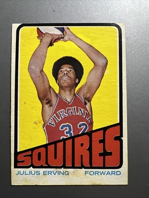 Tarjeta de novato 1972-73 Topps - Julius Erving #195 radiocontrol justa/pobre sin pliegues manchados Foto 1 de 4