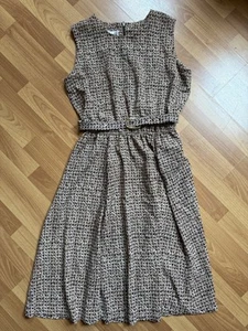 Womens Vintage 1980s Belted A Line Dress Size 16 Retro Office Summer Geek Spring - Picture 1 of 6