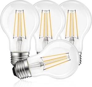 4PCS E26 Vintage Edison Bulbs (40W Eq.) A19 Dimmable Filament Light Bulbs 6500K - Picture 1 of 12