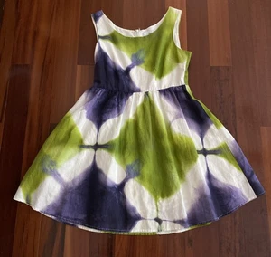 Busayo Batik lila grün gefüttert ärmelloses Kleid Gr. 10 gerafftes Mieder Empire - Bild 1 von 14