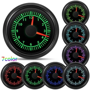2" 52mm Black Clock Gauge 12 Hours 7 Colors LED Waterproof For Car Marine Truck  - Picture 1 of 18
