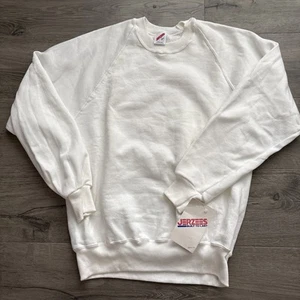 Vintage Jerzees Sweatshirt Size L 42-44 Pullover Crewneck Made In USA White NOS - Picture 1 of 12