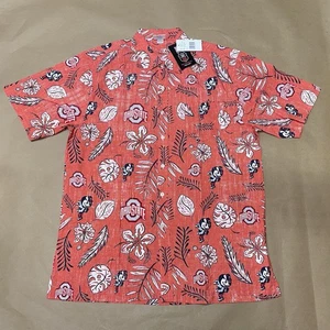 Wes & Willy Ohio State Buckeyes College Hawaiian Button Up Vintage Floral Large - Picture 1 of 13