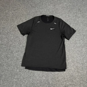 Nike Dri Fit Rise 365 Men's Medium Black Reflective Running Shirt - Picture 1 of 8