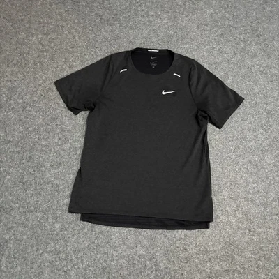 Nike Dri Fit Rise 365 Men's Medium Black Reflective Running Shirt - Image 1 of 4