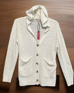 Nuevo con etiquetas Cárdigan Andree By Unit Suéter Sudadera con Capucha Boucle Blanco Mujer Talla S Pequeño - Imagen 1 de 9
