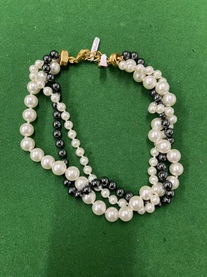 Collar llamativo de tres hilos retorcidos PESADO | Perla de vidrio y hematita | Foto 1 de 4