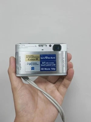 Sony Cyber ​​Shot DSC-TX1 10.2MP 4x Optical Zoom Digital Camera silver W/Battery - Image 1 of 4