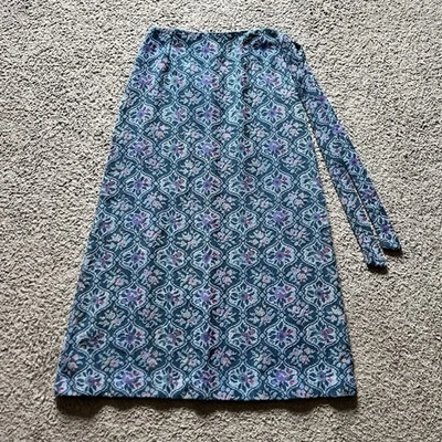 Falda Tapiz Vintage Años 60 70 Sears Azul Floral Maxi Largo Cinturón Retro Casa de Campo Foto 1 de 4