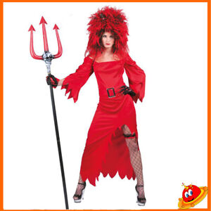Costume Carnevale Halloween Donna Ragazza Travestimento Diavola Rossa Tg 36-46