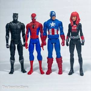 4 Titan Hero Series Spiderman Captain America Black Widow Black Panther 12 Inch - Picture 1 of 9