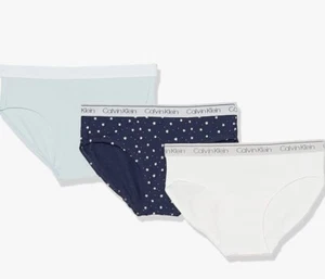 Calvin Klein Girls Bikini Panties 3-pack Blue/White Size Large (10-12) - Picture 1 of 4